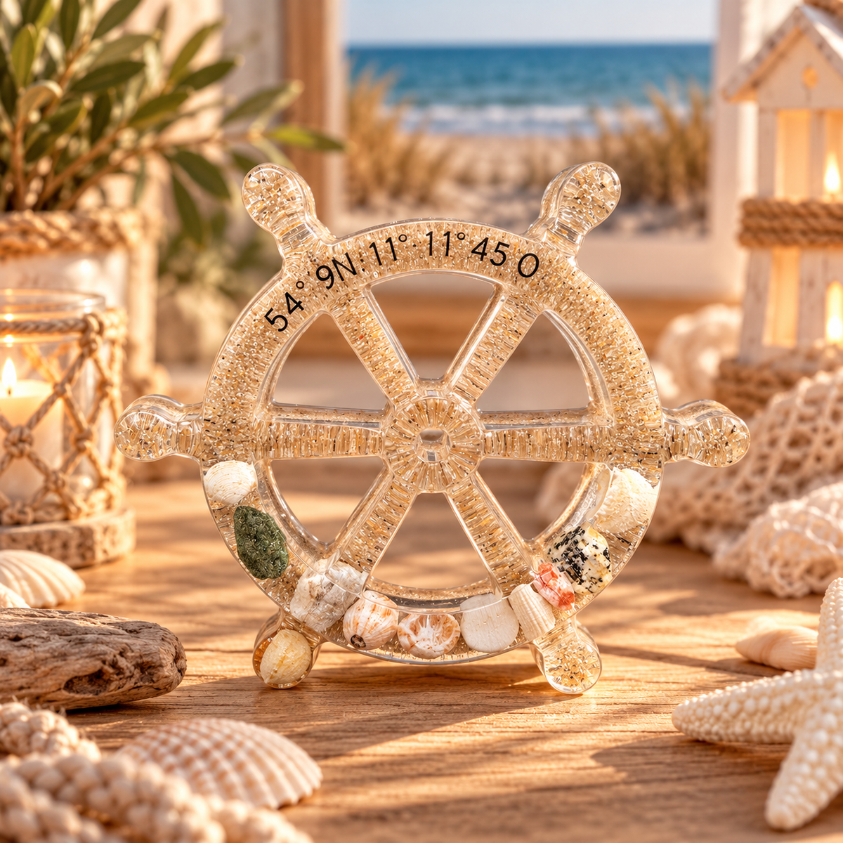 Personalisiertes Steuerrad aus Epoxidharz | Deine Urlaubserinnerungen für immer 🐚