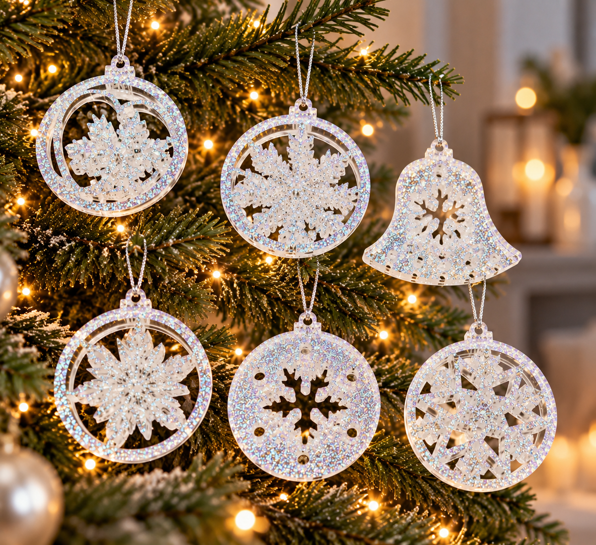 6er-Set Christbaumanhänger aus Epoxidharz