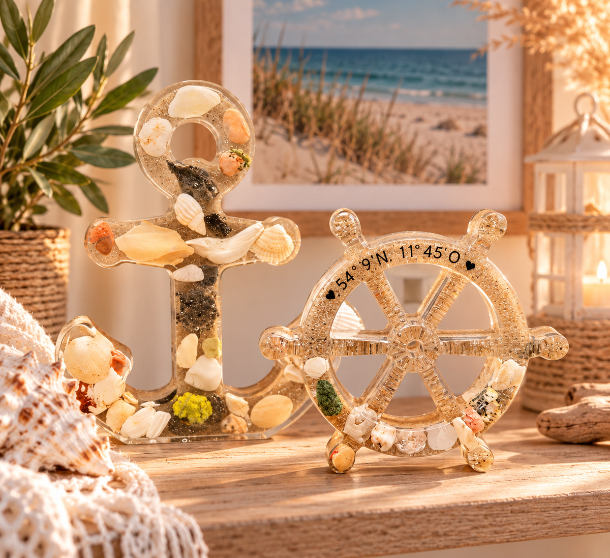 Personalisiertes Steuerrad aus Epoxidharz | Deine Urlaubserinnerungen für immer 🐚