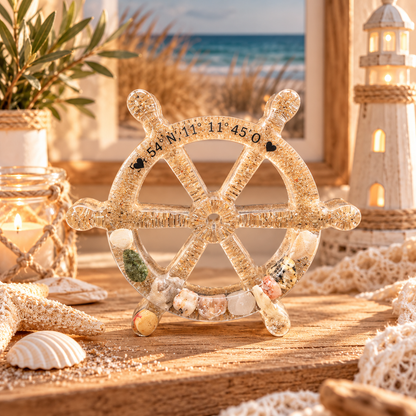 Personalisiertes Steuerrad aus Epoxidharz | Deine Urlaubserinnerungen für immer 🐚