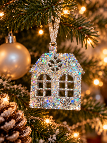 Weihnachtsanhänger mit holografischem Glitzer | Gold &  Silber