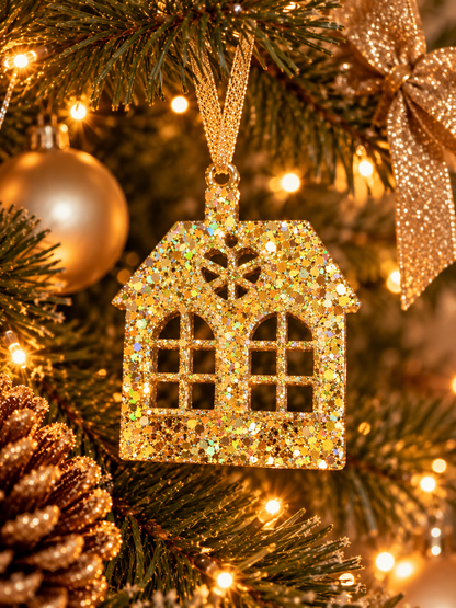 Weihnachtsanhänger mit holografischem Glitzer | Gold &  Silber