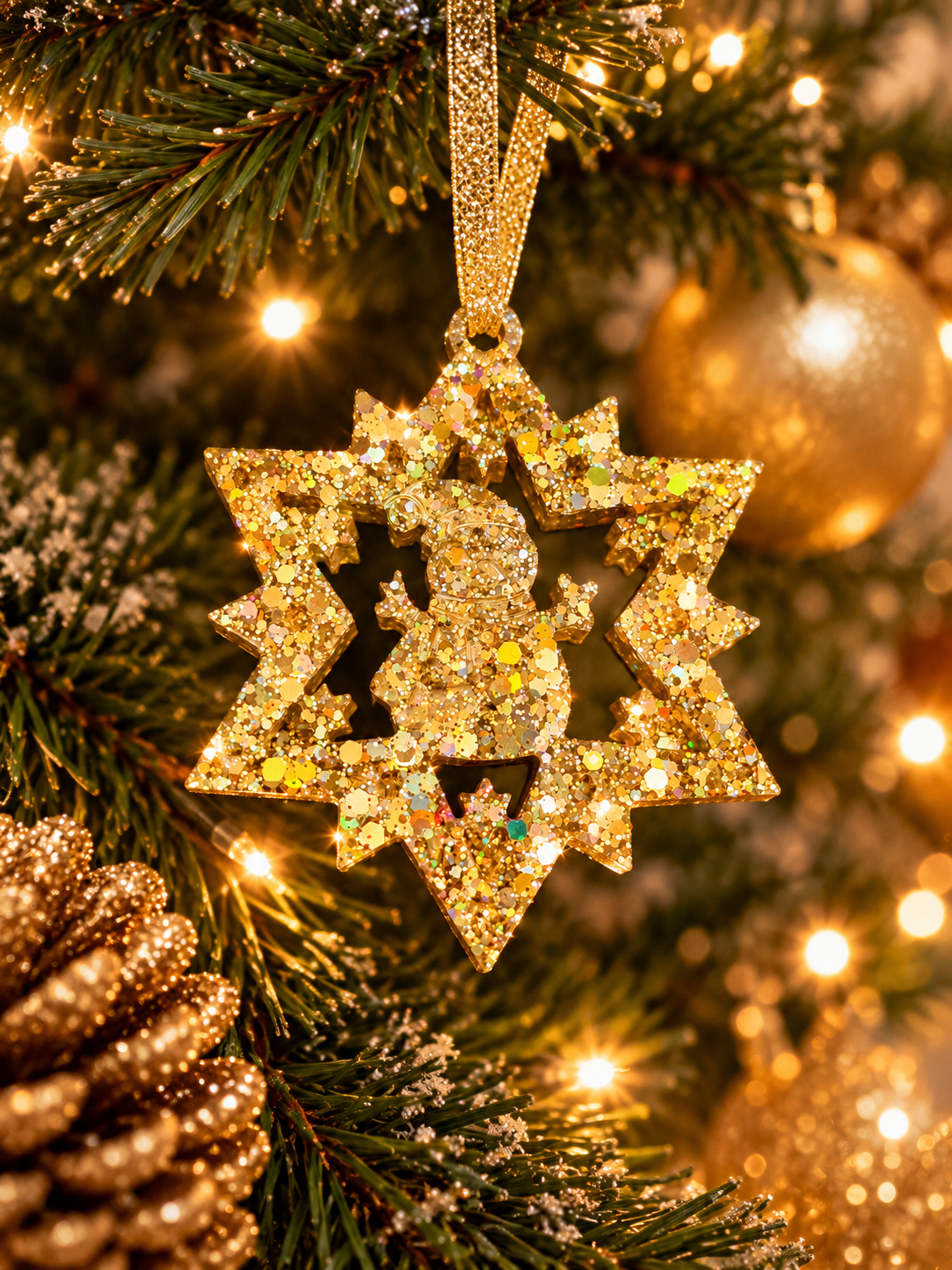 Weihnachtsanhänger mit holografischem Glitzer | Gold &  Silber