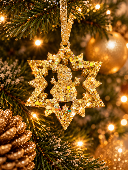 Weihnachtsanhänger mit holografischem Glitzer | Gold &  Silber