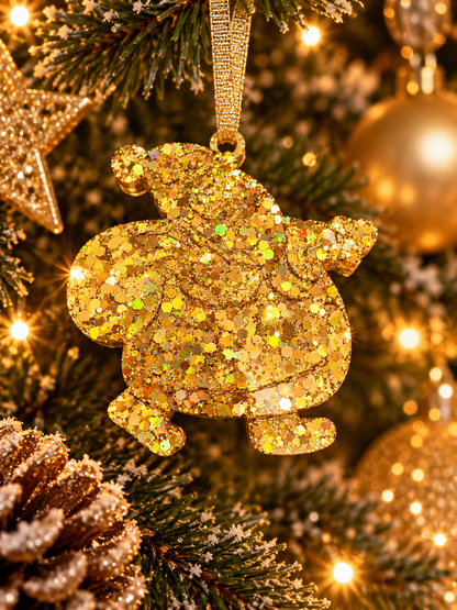 Weihnachtsanhänger mit holografischem Glitzer | Gold &  Silber