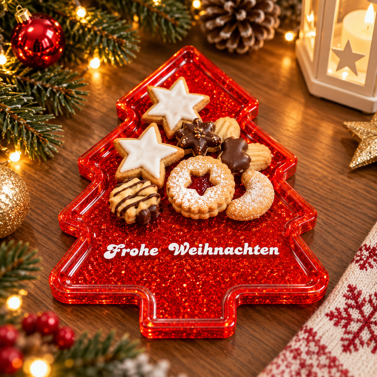 Weihnachtliches Tannenbaum Tablett aus Epoxidharz | Merry Christmas
