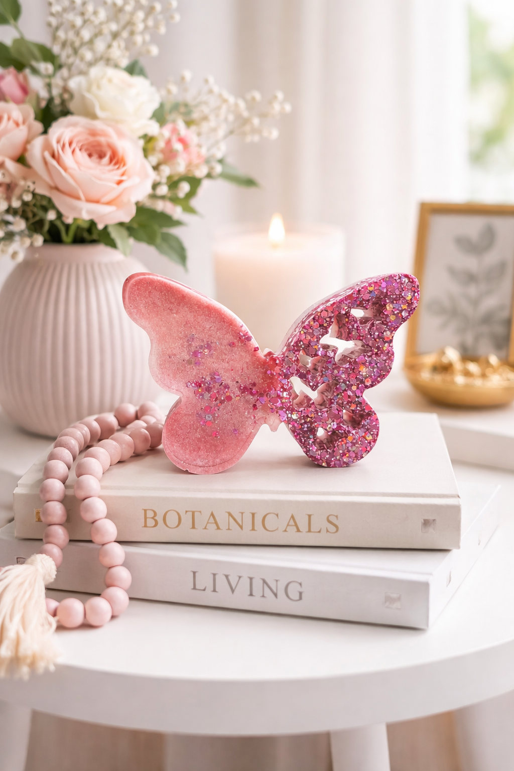 Epoxidharz Schmetterling 14 x 10 cm mehrschichtig mit holografischem Glitzer