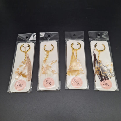 Schlüsselanhänger Goldflocken und Perlen