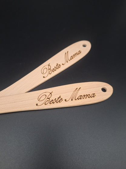 Personalisierbarer Pfannenwender aus Holz mit Gravur | Wunschtext möglich