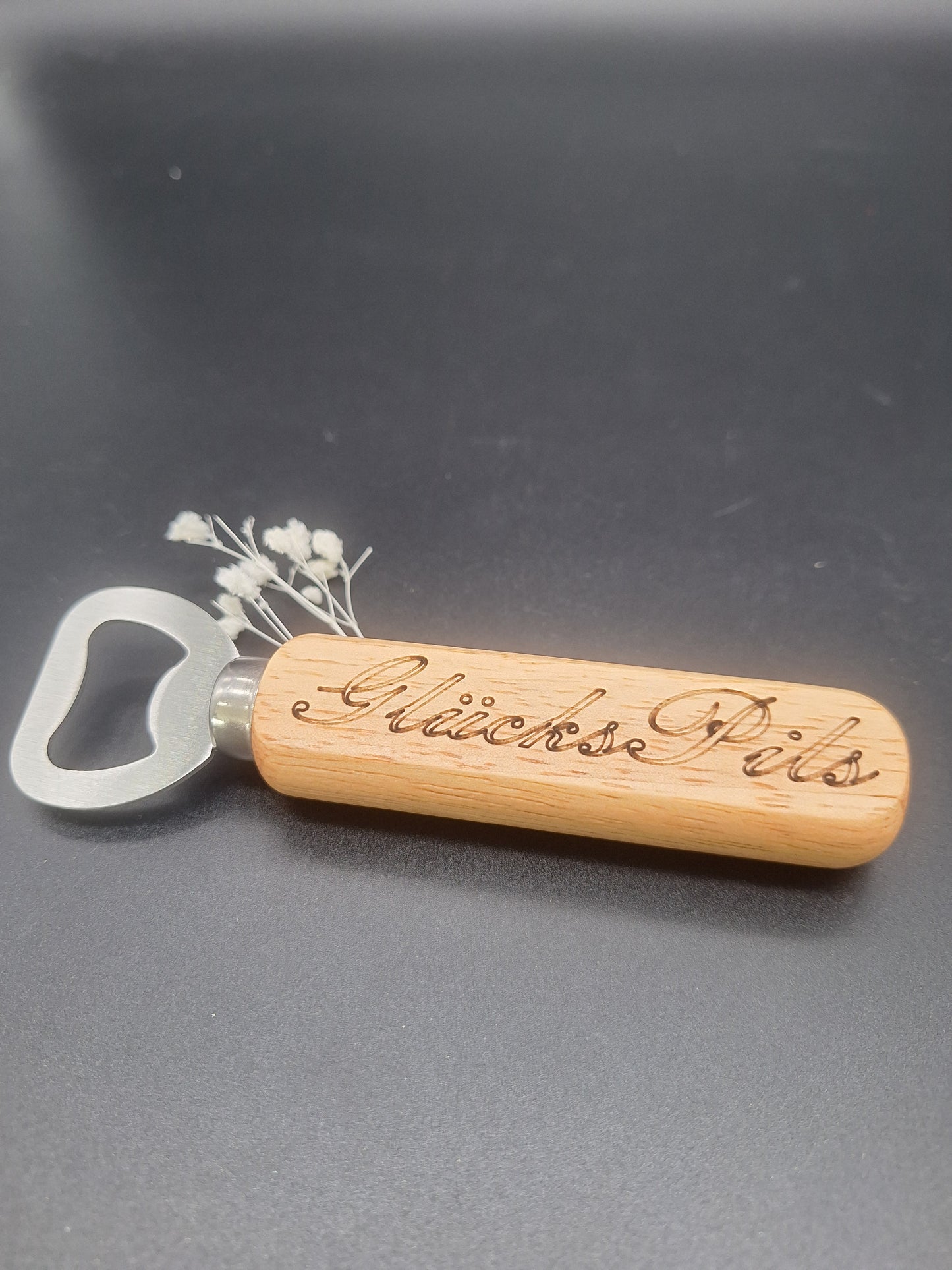 Personalisierter Holzflaschenöffner mit Gravur | Geschenkidee für Papa, Opa & mehr