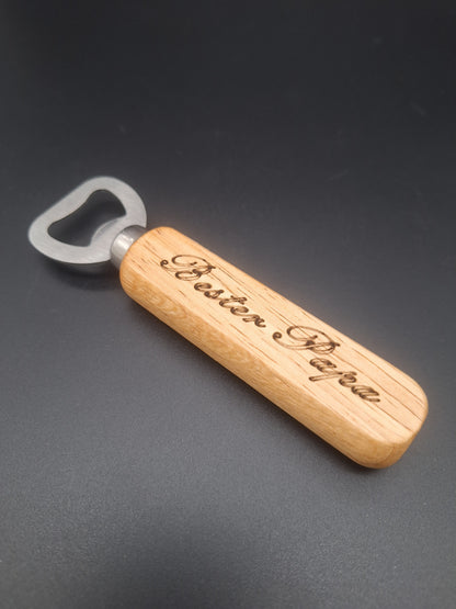 Personalisierter Holzflaschenöffner mit Gravur | Geschenkidee für Papa, Opa & mehr