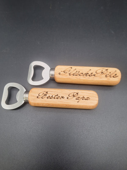 Personalisierter Holzflaschenöffner mit Gravur | Geschenkidee für Papa, Opa & mehr