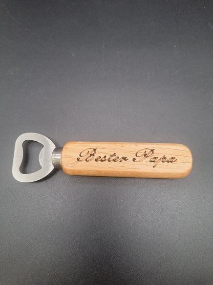Personalisierter Holzflaschenöffner mit Gravur | Geschenkidee für Papa, Opa & mehr