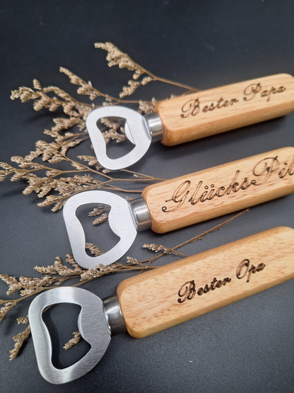 Personalisierter Holzflaschenöffner mit Gravur | Geschenkidee für Papa, Opa & mehr