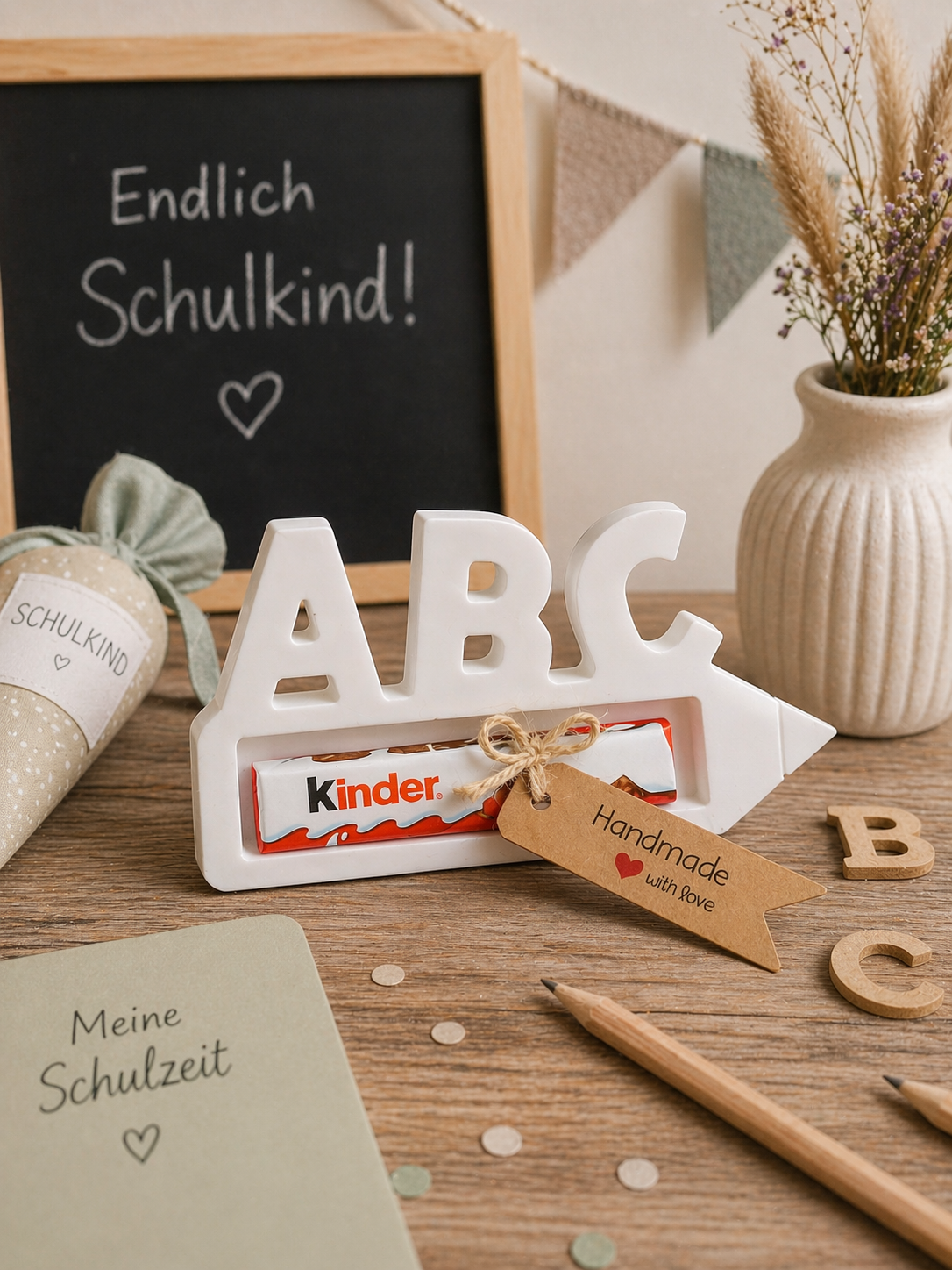 ABC Geschenk Einschulung Geldhalter | Handmade 12 x 7 cm