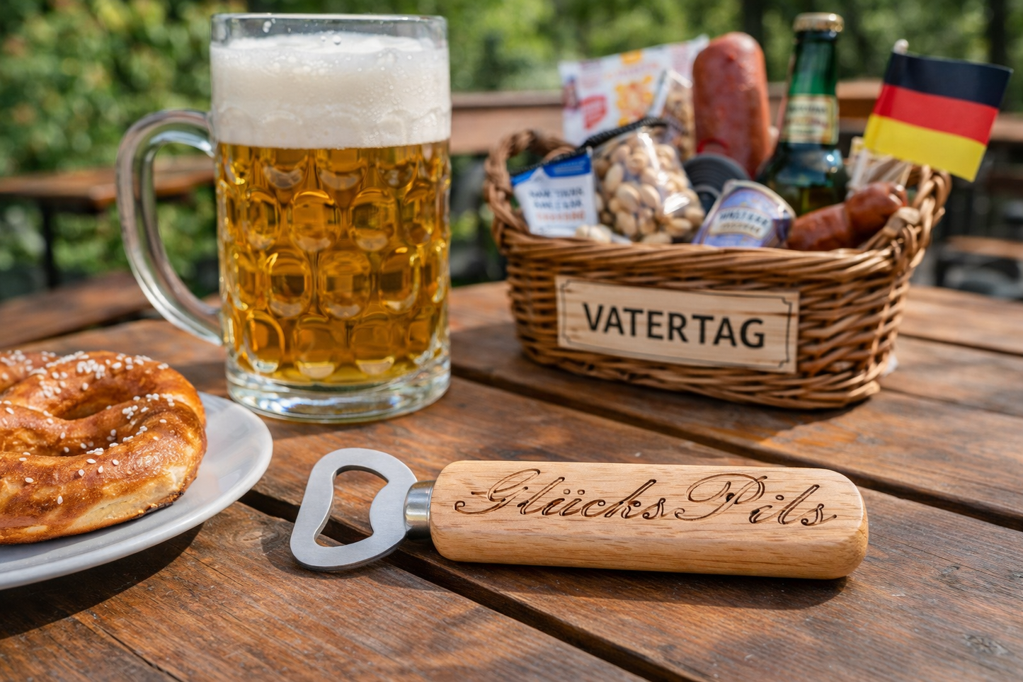 Personalisierter Holzflaschenöffner mit Gravur | Geschenkidee für Papa, Opa & mehr