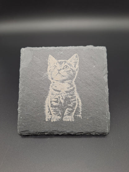 * Schiefer Untersetzer mit Gravur individuell personalisierbar