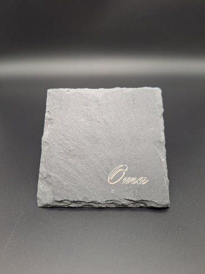 * Schiefer Untersetzer mit Gravur individuell personalisierbar