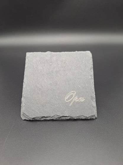 * Schiefer Untersetzer mit Gravur individuell personalisierbar