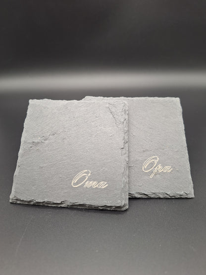 * Schiefer Untersetzer mit Gravur individuell personalisierbar