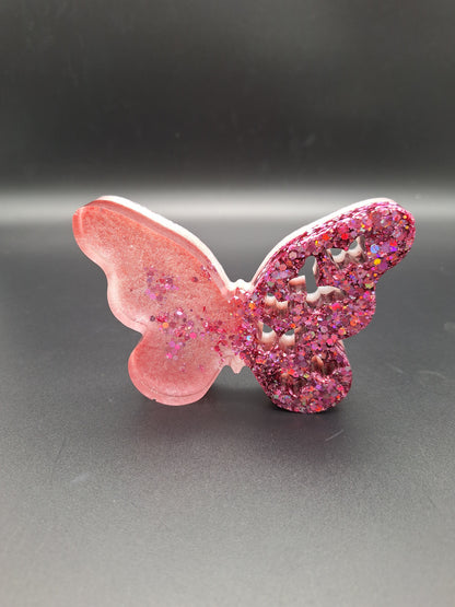 Epoxidharz Schmetterling 14 x 10 cm mehrschichtig mit holografischem Glitzer