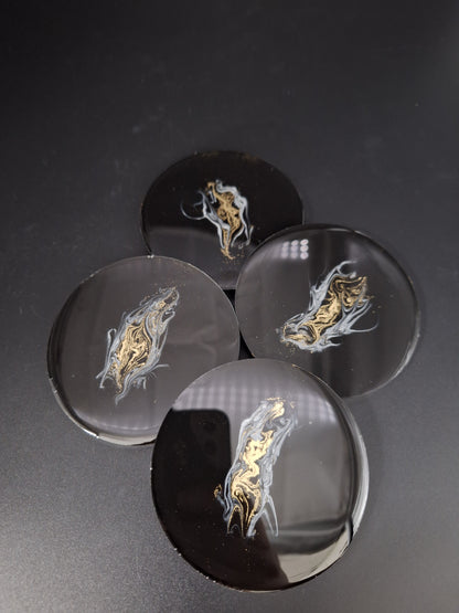 Untersetzer Set aus Epoxidharz, 4er Set in Marmoroptik, handgefertigt, 8,5 cm