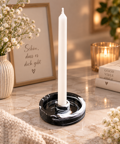 Kerzenständer mit Rillen – Industrial Style trifft Meereswirbel