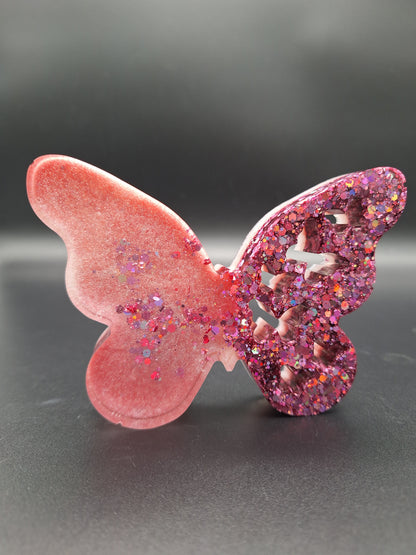 Epoxidharz Schmetterling 14 x 10 cm mehrschichtig mit holografischem Glitzer