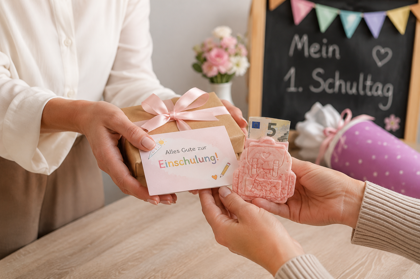Geldgeschenk Schultasche aus Epoxidharz | Einschulung & Schulstart