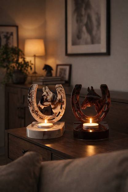 Teelichthalter „Hufeisen mit Pferdekopf“ – Glück trifft Gemütlichkeit