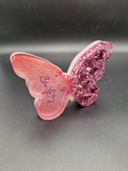 Epoxidharz Schmetterling 14 x 10 cm mehrschichtig mit holografischem Glitzer