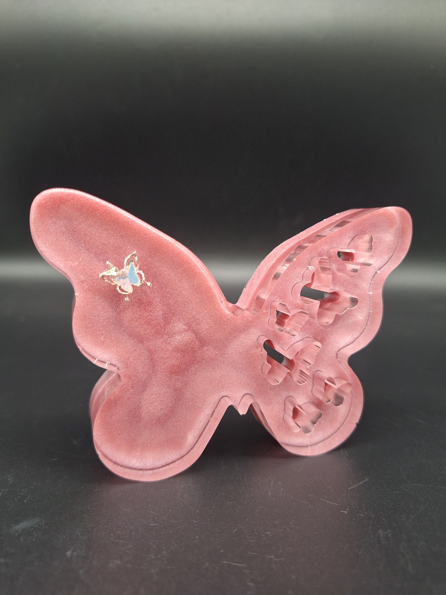 Epoxidharz Schmetterling 14 x 10 cm mehrschichtig mit holografischem Glitzer