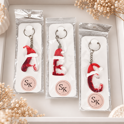 Weihnachtlicher Buchstabenanhänger aus Epoxidharz | Rot Transparent | A bis Z