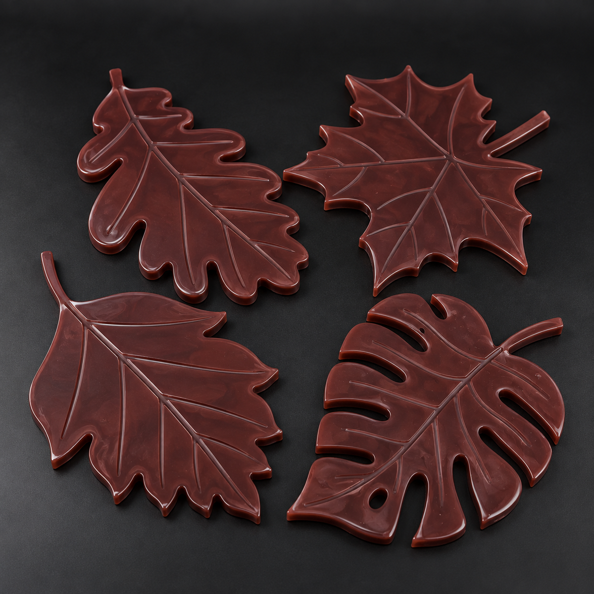 4er-Set Deko-Blätter aus Epoxidharz – Herbstdeko in 3 Farben