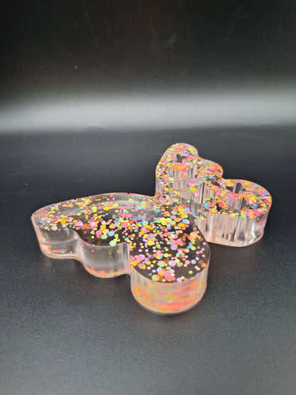Epoxidharz Schmetterling 14 x 10 cm mehrschichtig mit holografischem Glitzer