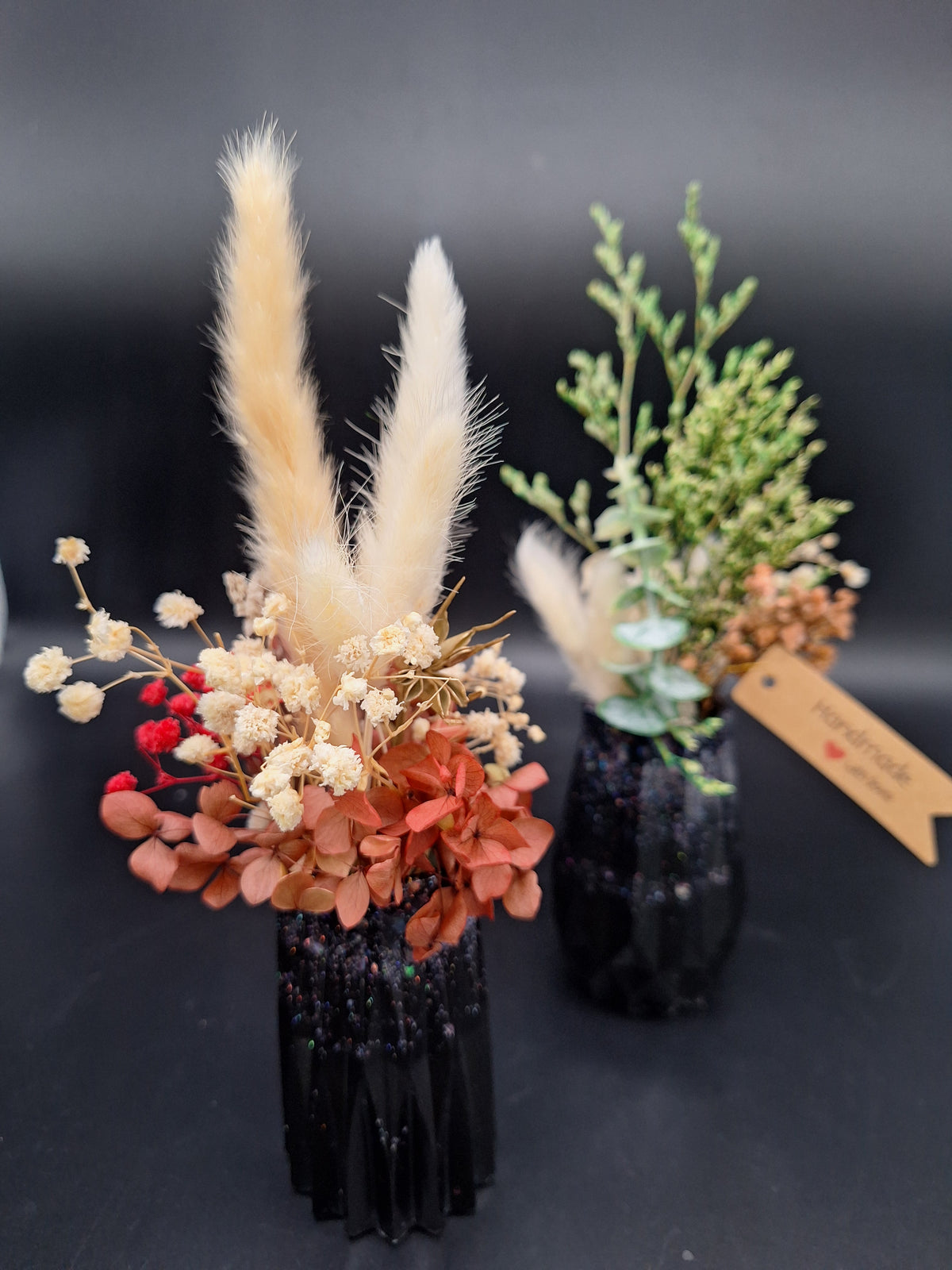 Handgemachte Vase Schwarz mit holografischem Glitzer | 2 Varianten