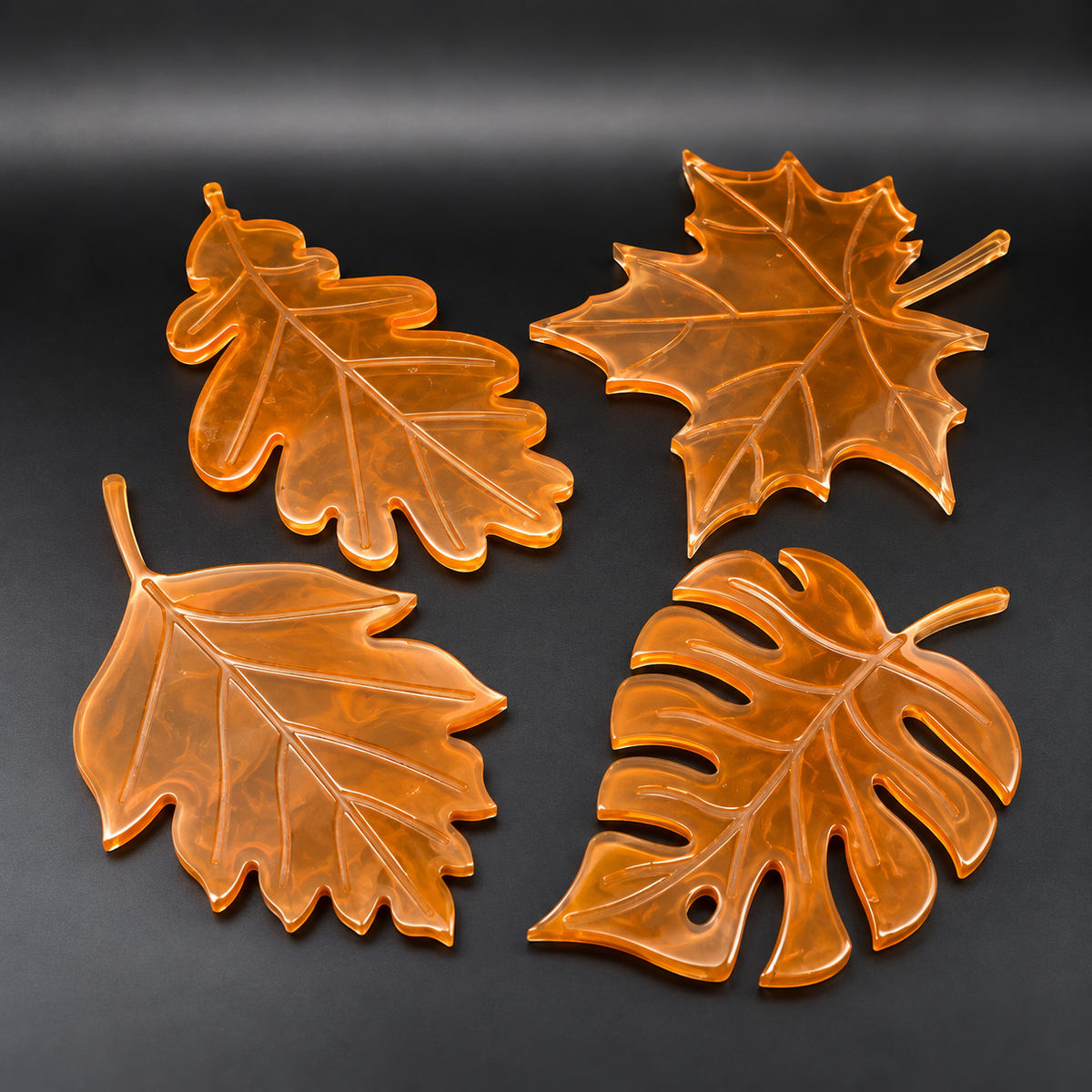 4er-Set Deko-Blätter aus Epoxidharz – Herbstdeko in 3 Farben