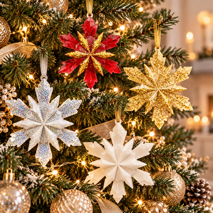 Schneeflocke Christbaumanhänger 11 cm | Verschiedene Farbvarianten