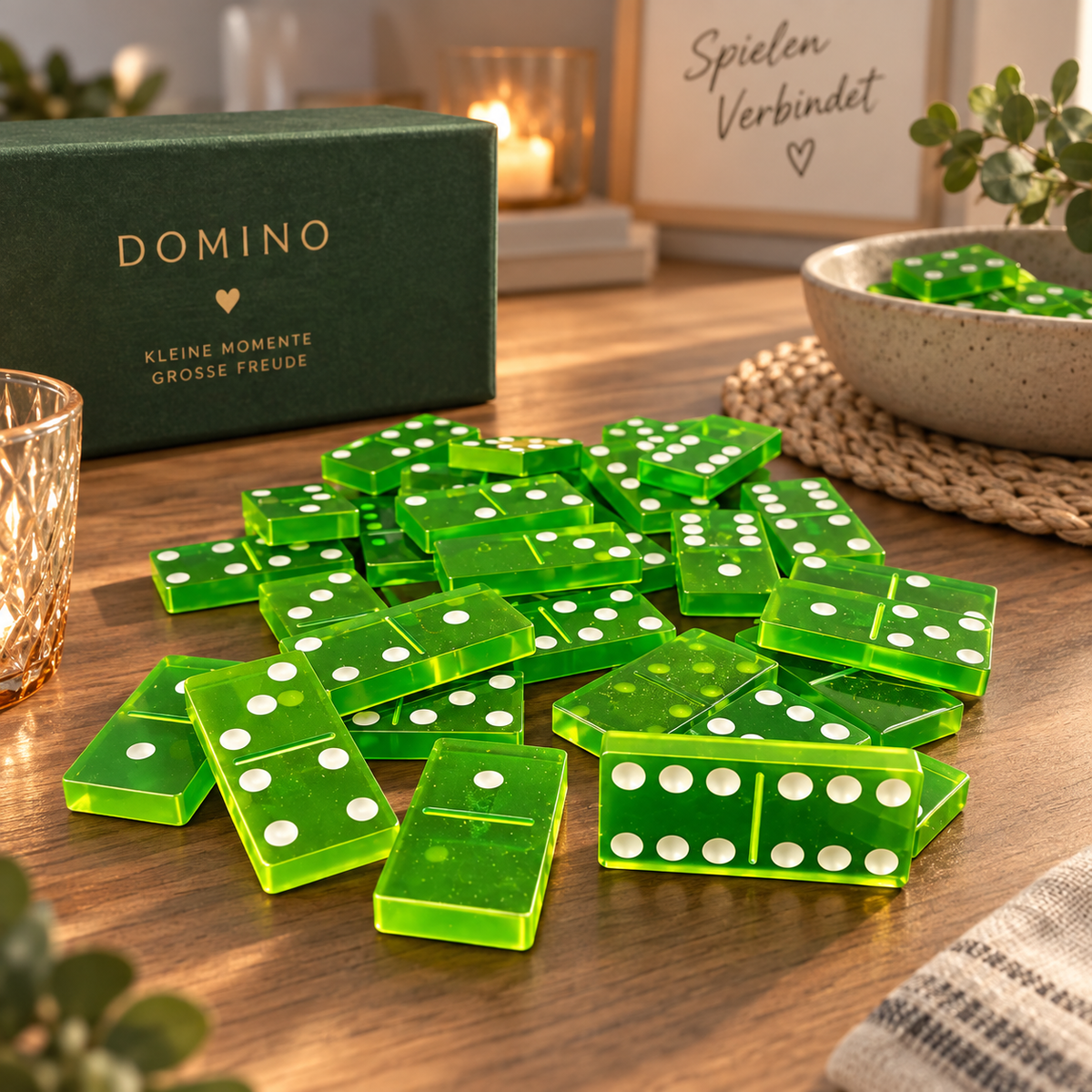 Handgegossenes Domino – 28-teiliges Deko- & Spielset
