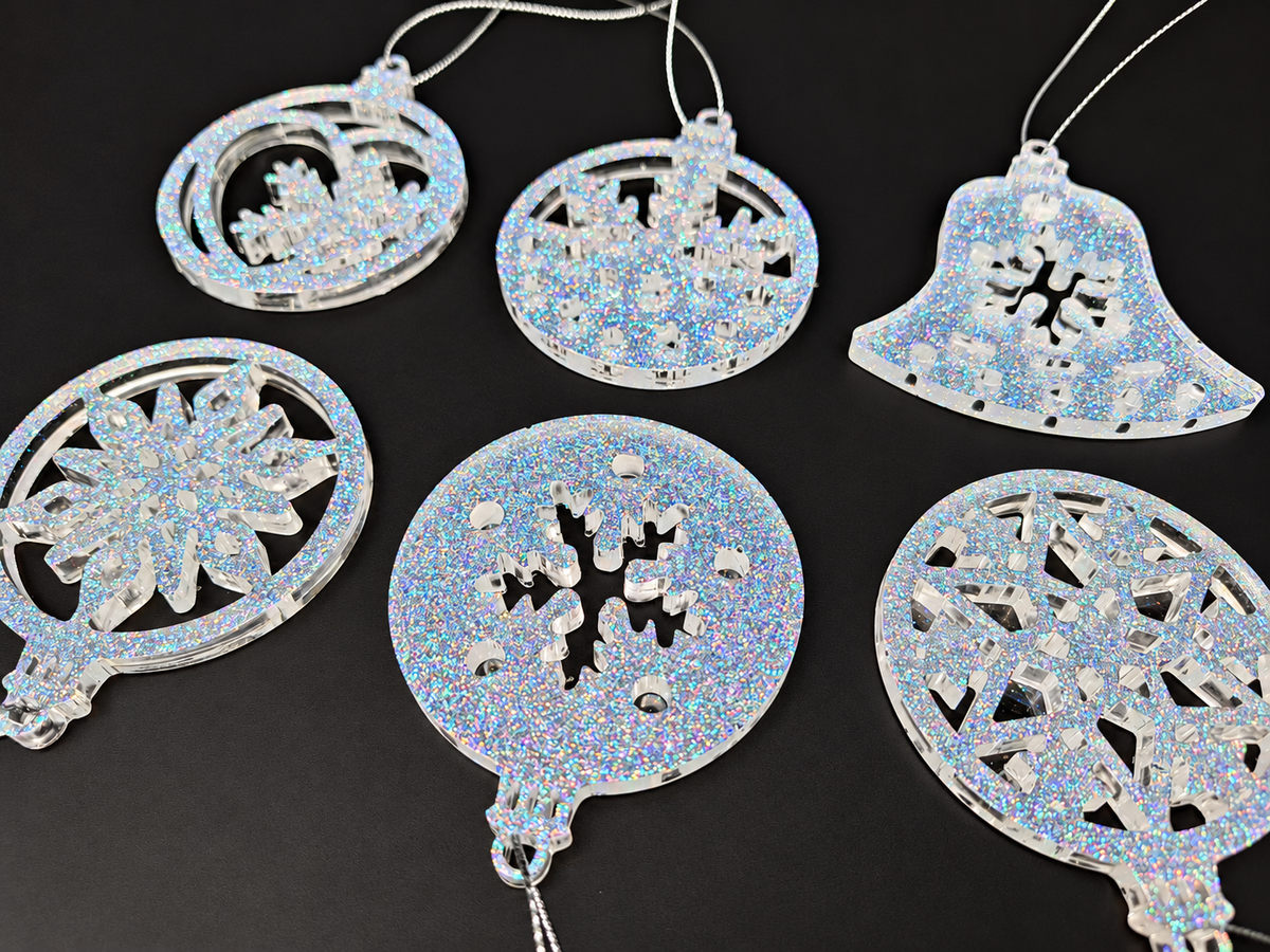 6er-Set Christbaumanhänger aus Epoxidharz