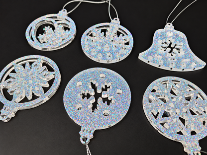 6er-Set Christbaumanhänger aus Epoxidharz