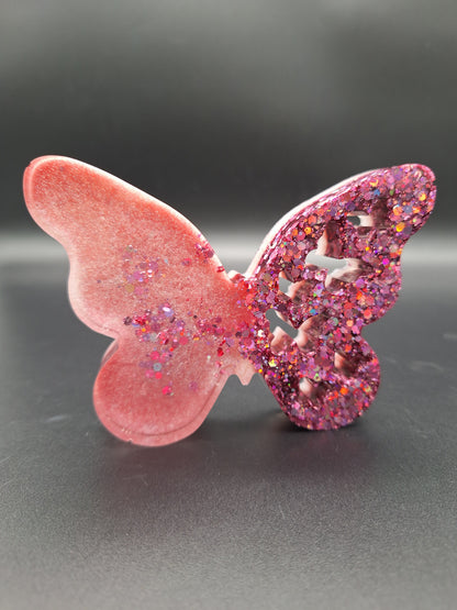 Epoxidharz Schmetterling 14 x 10 cm mehrschichtig mit holografischem Glitzer