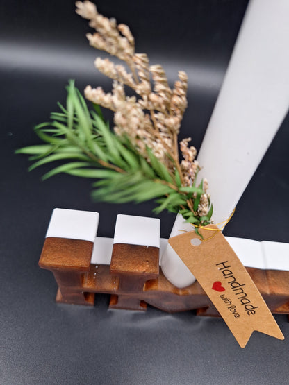 HAPPY Kerzenhalter aus Epoxidharz | Handmade Deko mit Kerze & Trockenblumen